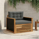 vidaXL Buiten bank set Massief Acacia Hout en Polyester Naturel