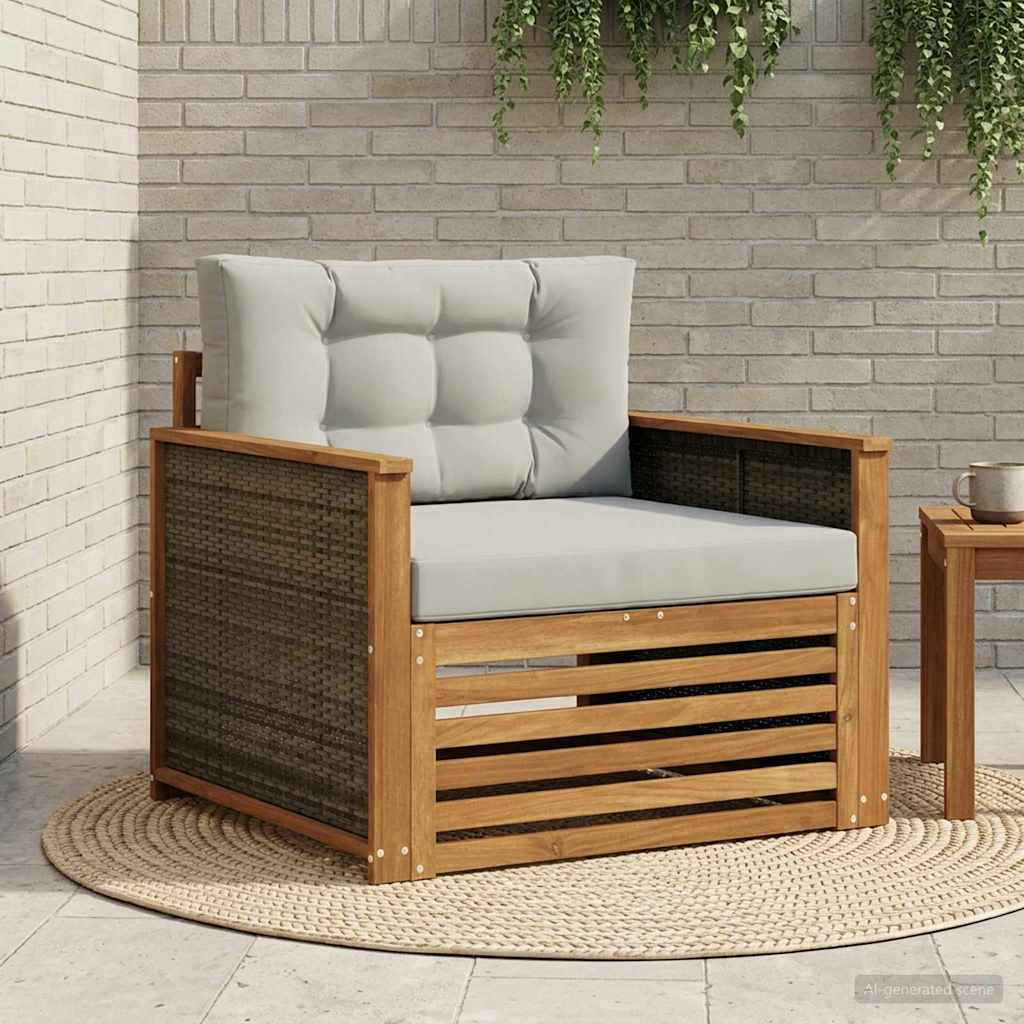 vidaXL Buiten bank set Massief Acacia Hout en Polyester Naturel