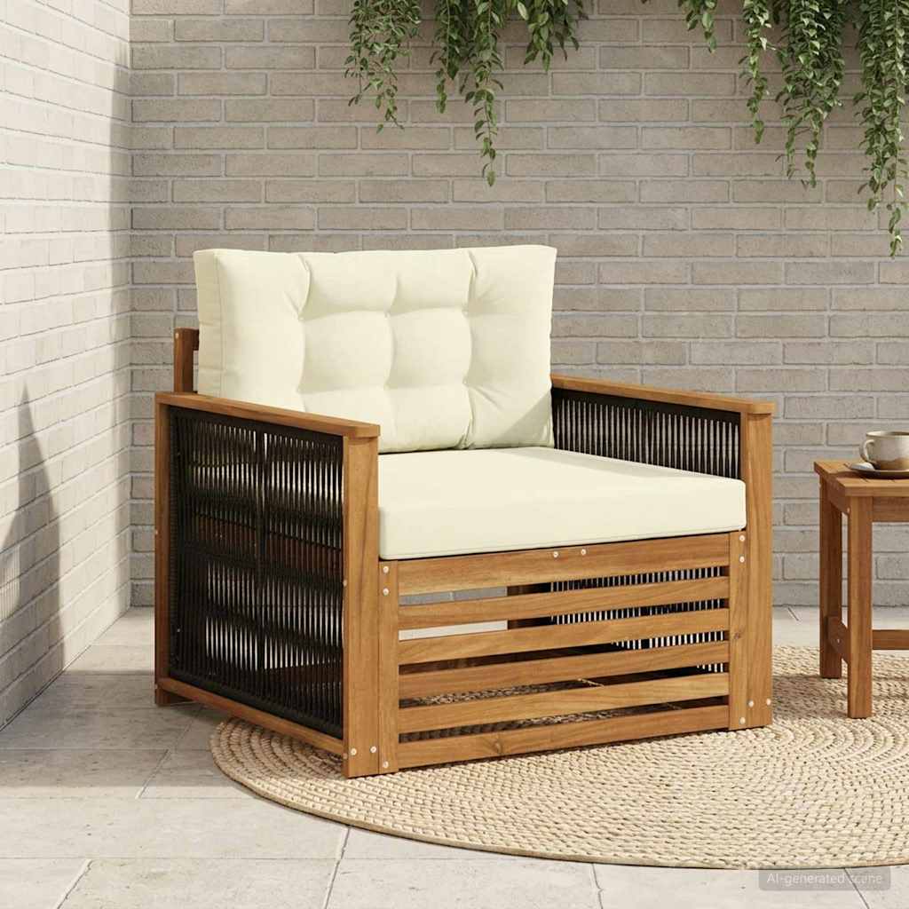 vidaXL Buiten bank set Massief Acacia Hout en Polyester Naturel