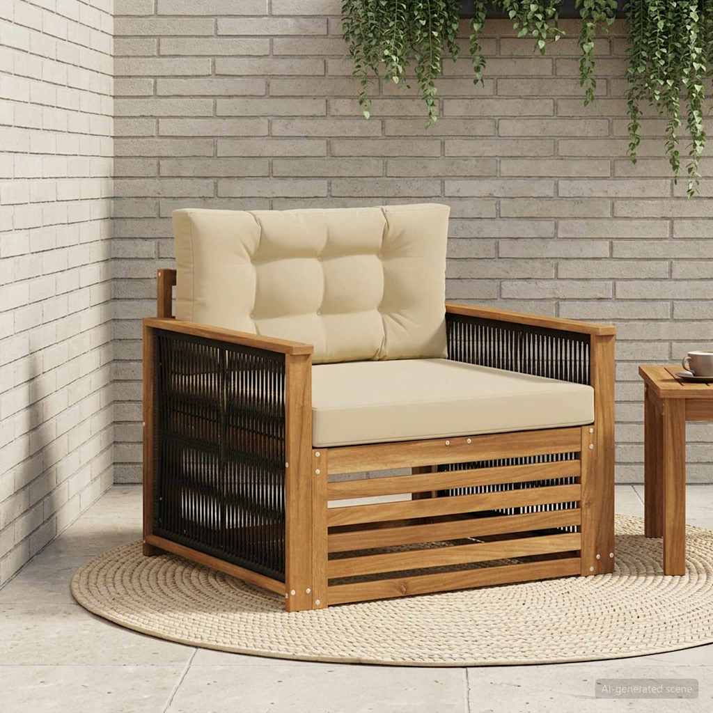 vidaXL Buiten bank set Massief Acacia Hout en Polyester Naturel
