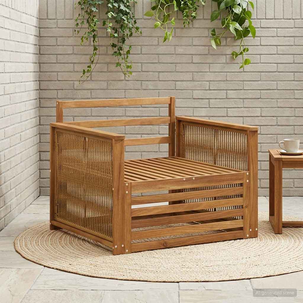 vidaXL Buiten bank set Massief Acacia Hout en Polyester Naturel