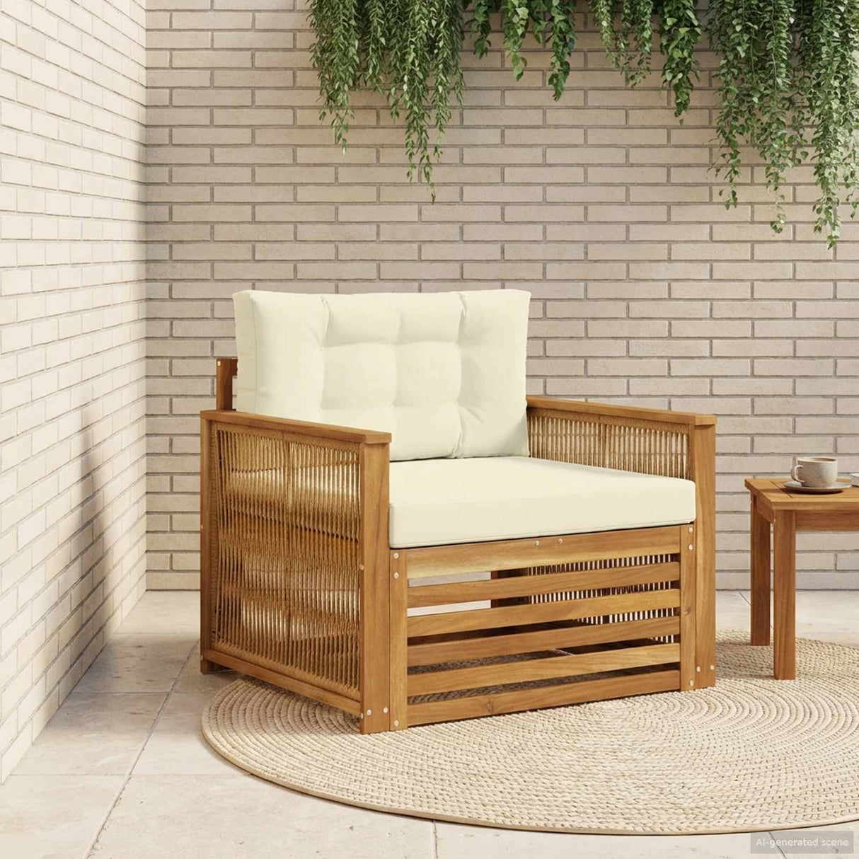 vidaXL Buiten bank set Massief Acacia Hout en Polyester Naturel