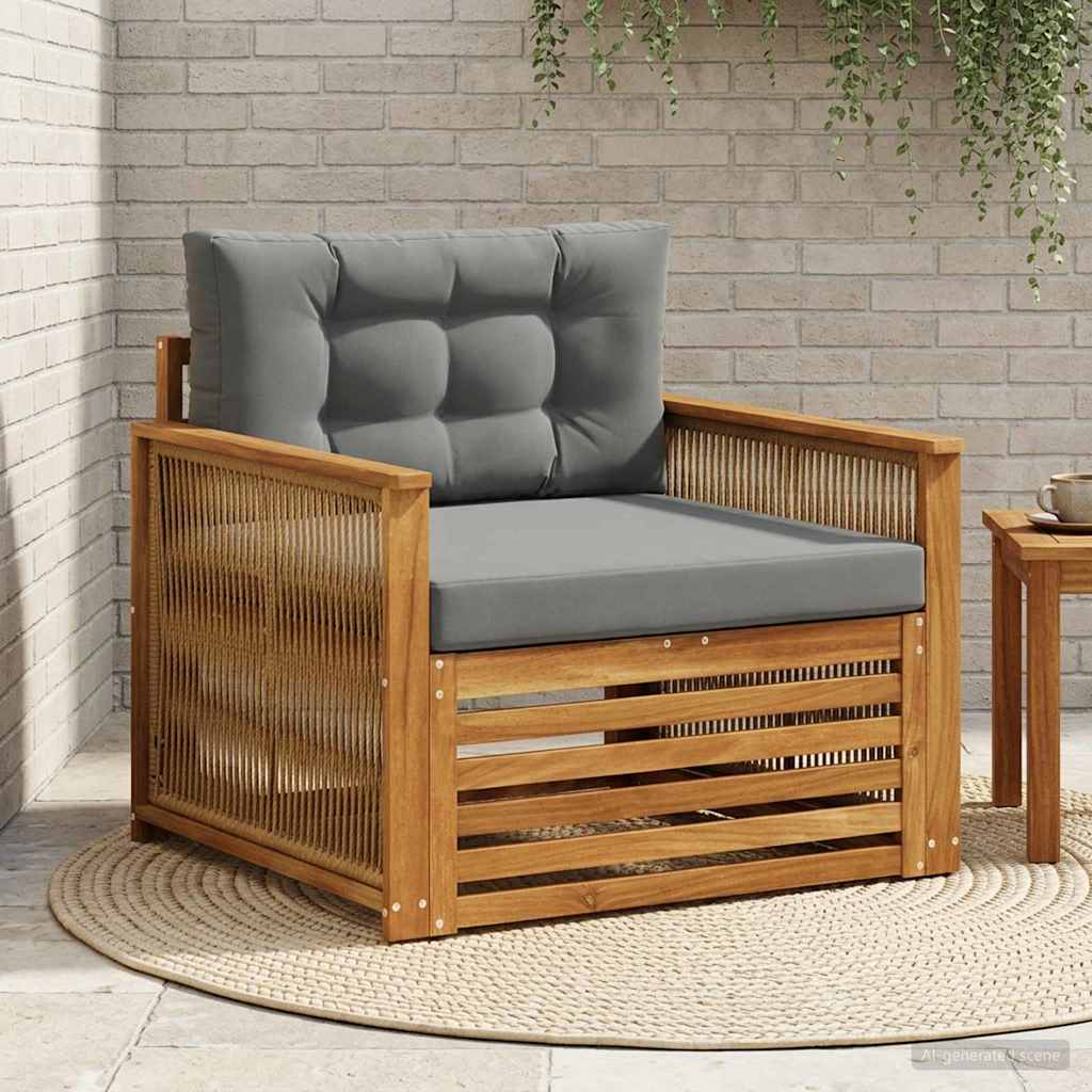 vidaXL Buiten bank set Massief Acacia Hout en Polyester Naturel