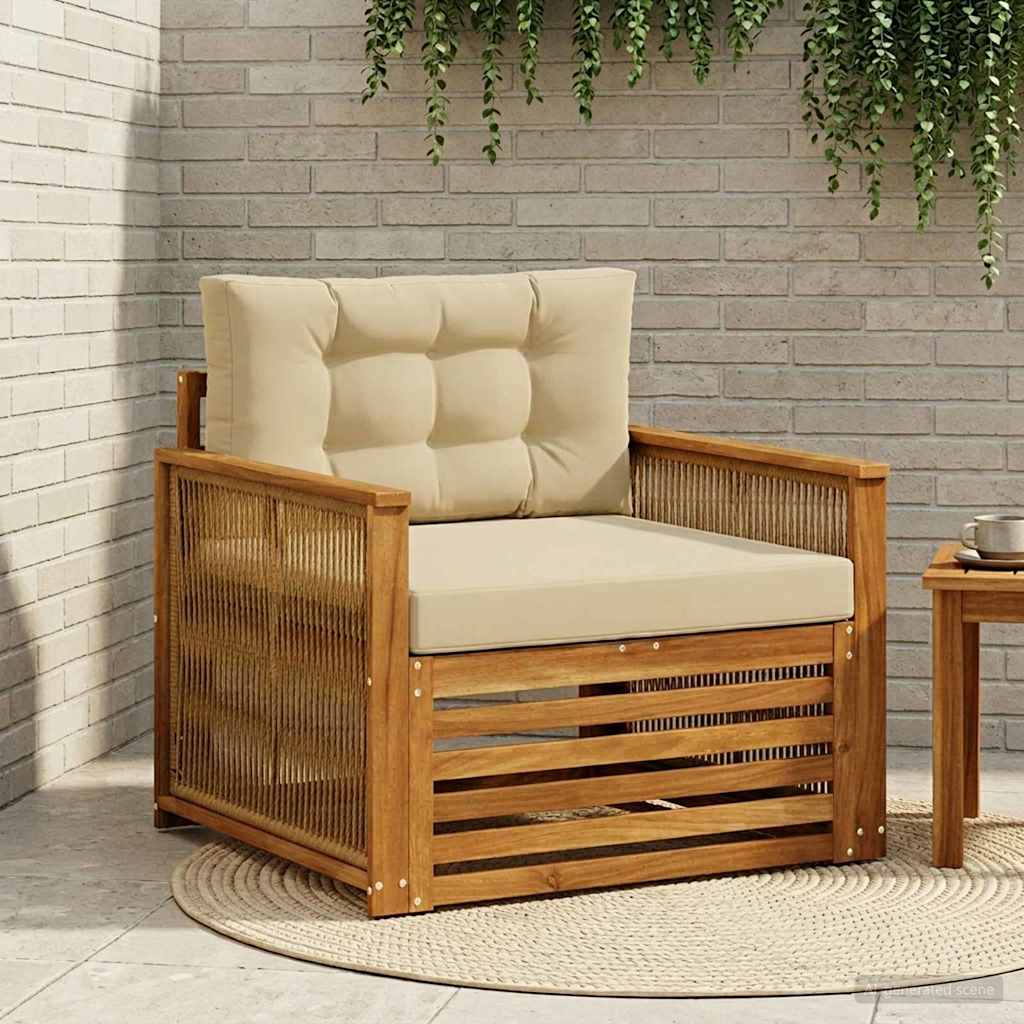 vidaXL Buiten bank set Massief Acacia Hout en Polyester Naturel