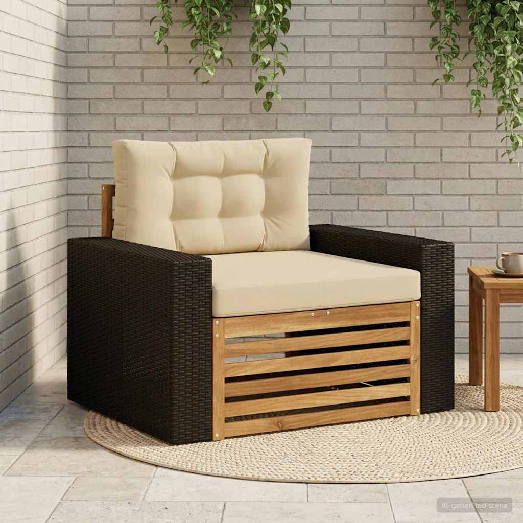 vidaXL Buiten bank set Massief Acacia Hout en Polyester Naturel