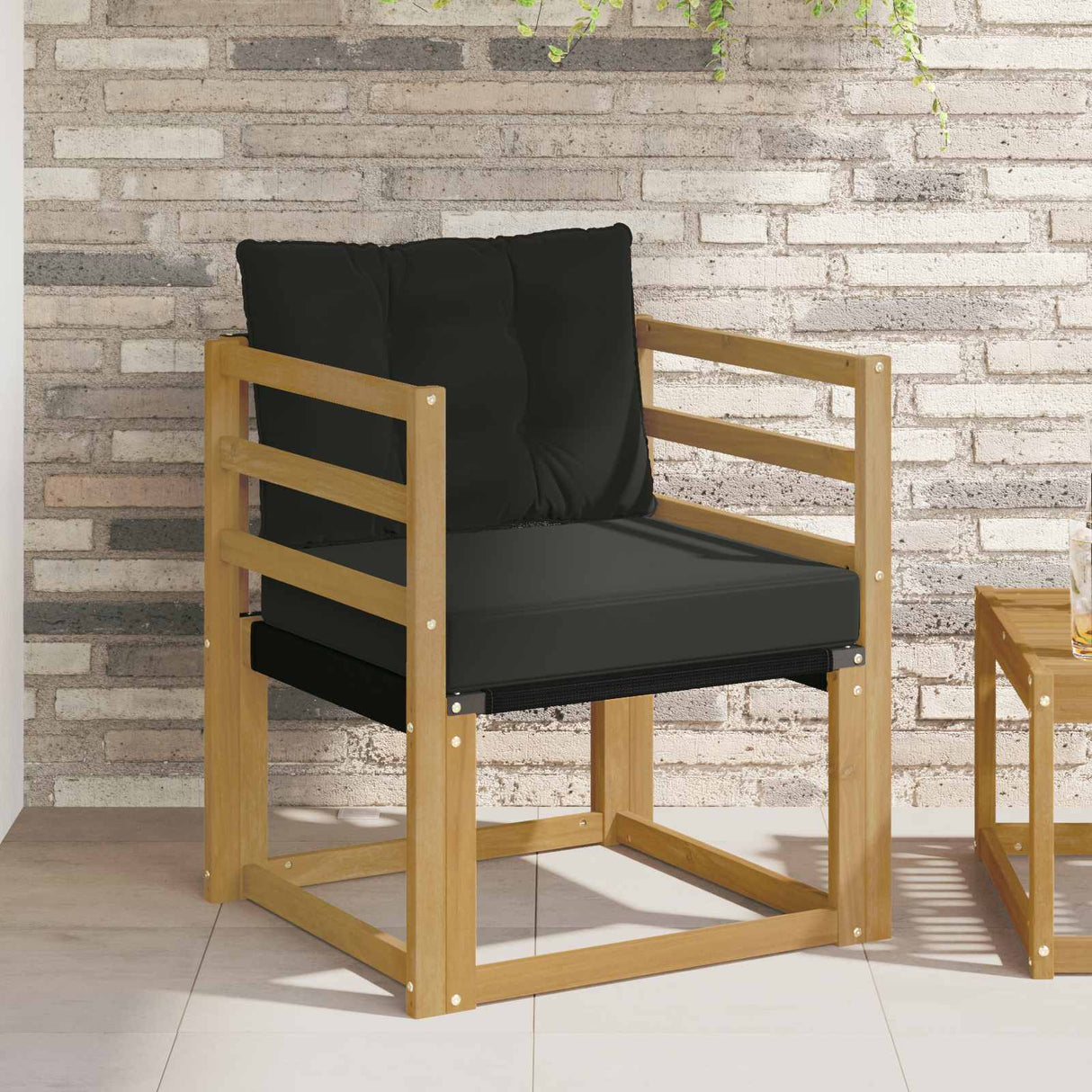 vidaXL Buitensofa Massief Acaciahout en Textilene Natuurlijk en Crème