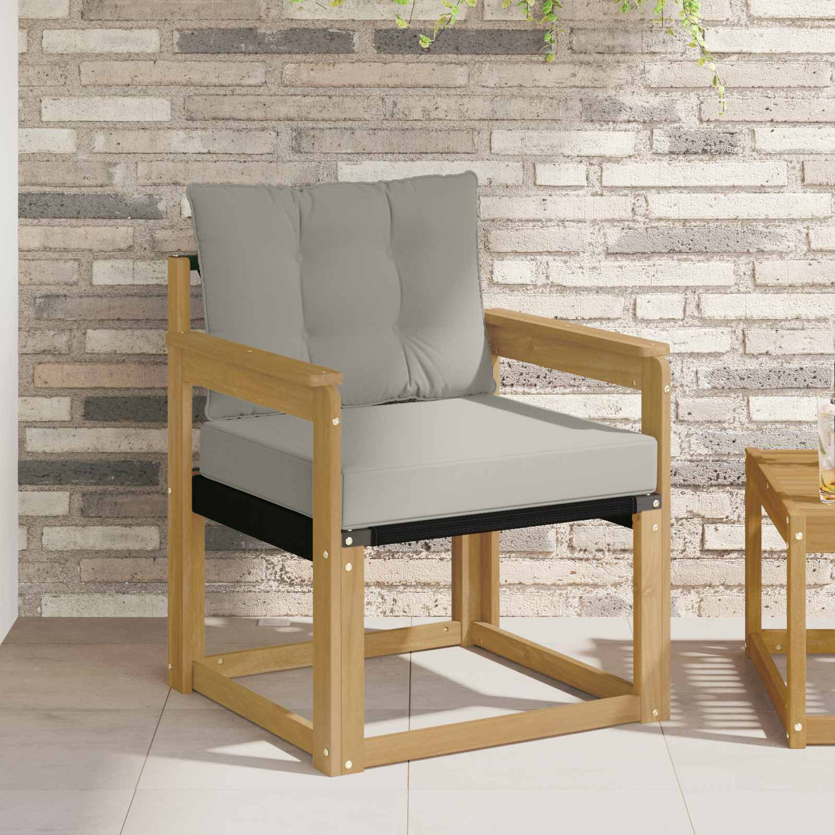 vidaXL Buitensofa Massief Acaciahout en Textilene Natuurlijk en Crème