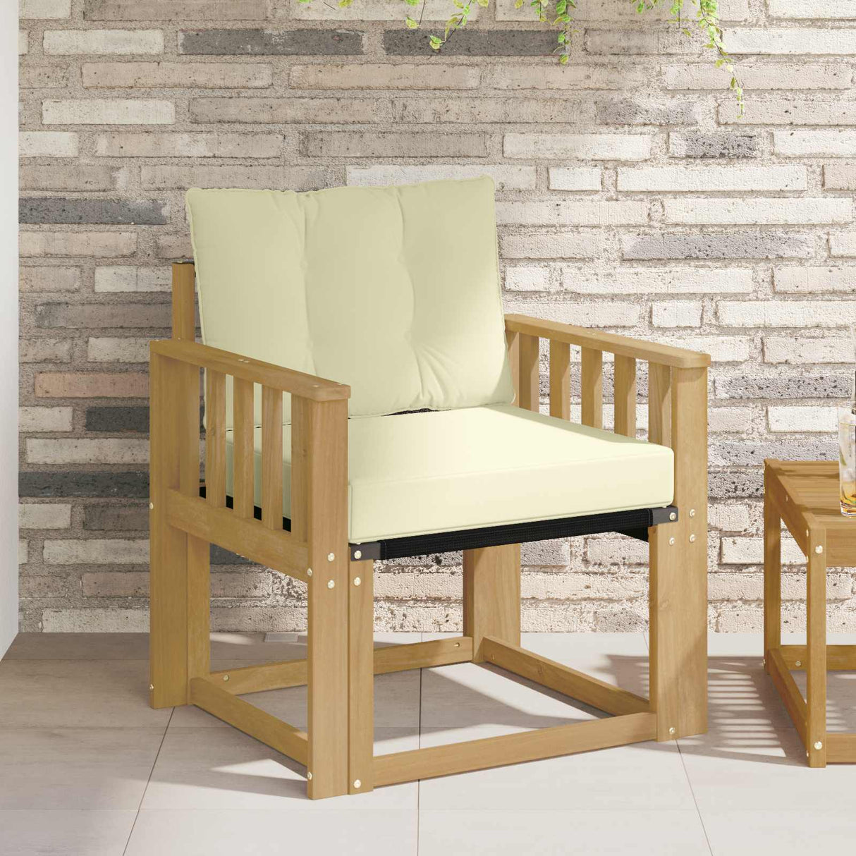 vidaXL Buitensofa Massief Acaciahout en Textilene Natuurlijk en Crème