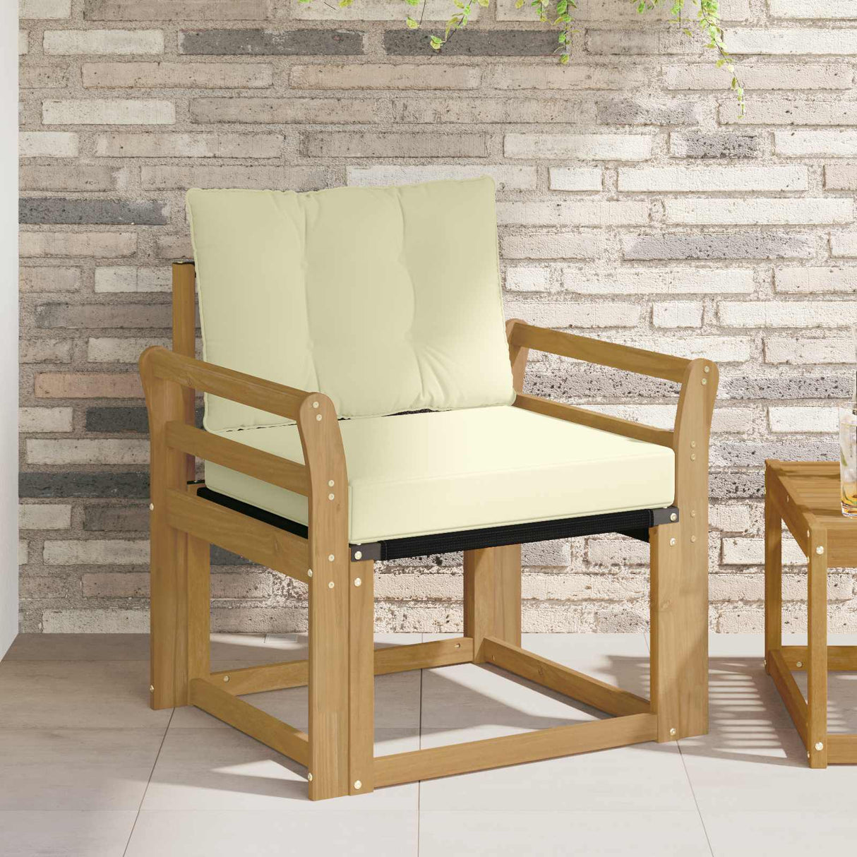 vidaXL Buitensofa Massief Acaciahout en Textilene Natuurlijk en Crème