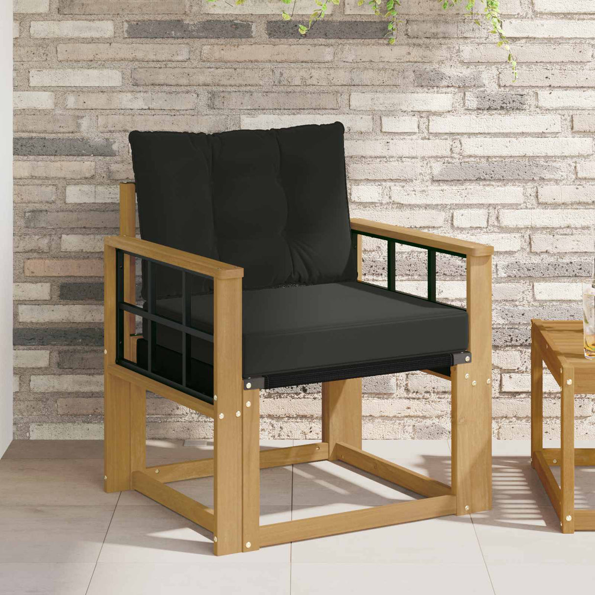 vidaXL Buitensofa Massief Acaciahout en Textilene Natuurlijk en Crème