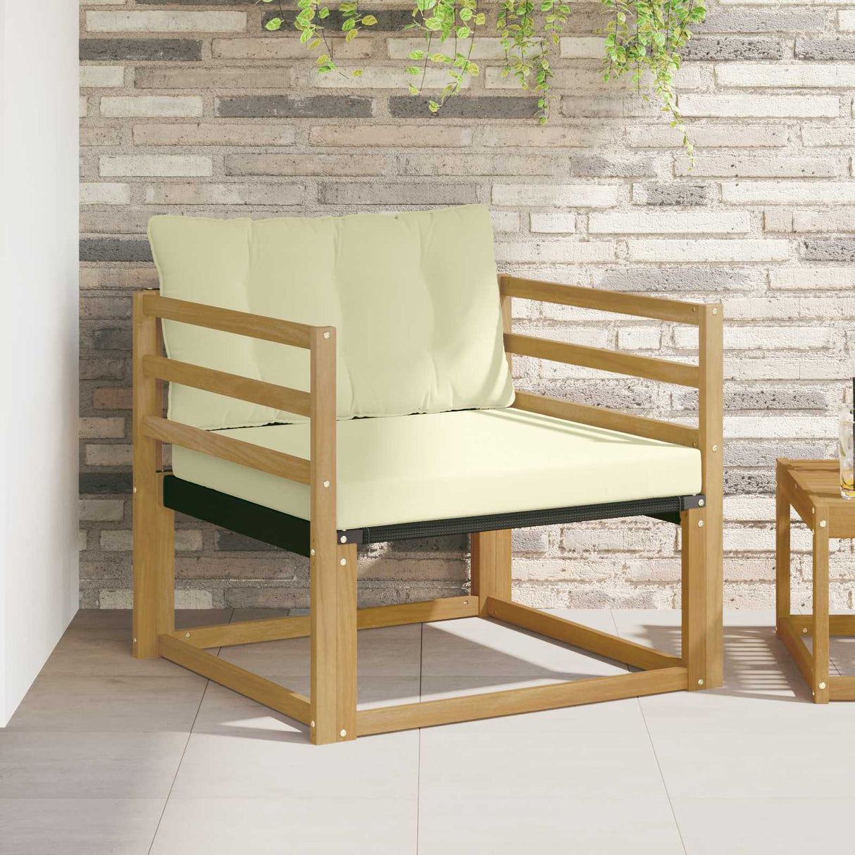 vidaXL Buiten bank set Massief Acaciahout en Textilene Naturel