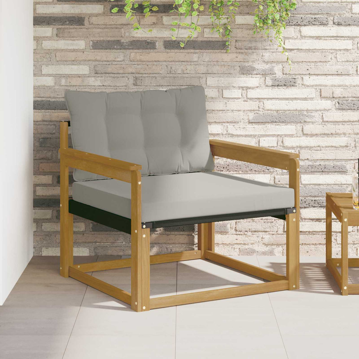 vidaXL Buiten bank set Massief Acaciahout en Textilene Naturel