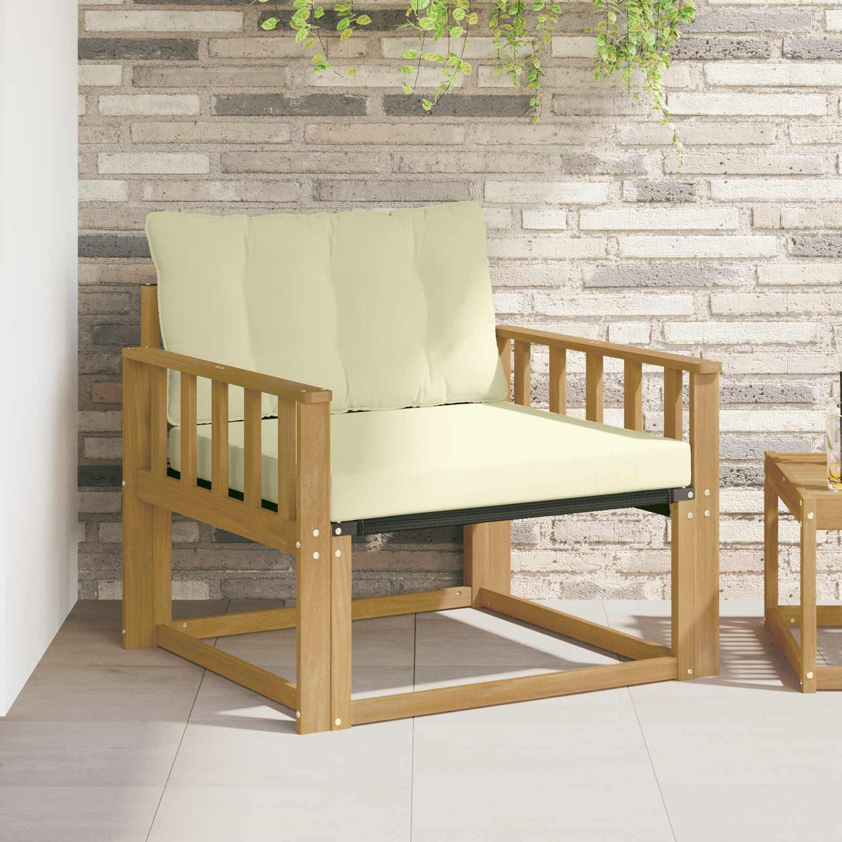 vidaXL Buiten bank set Massief Acaciahout en Textilene Naturel