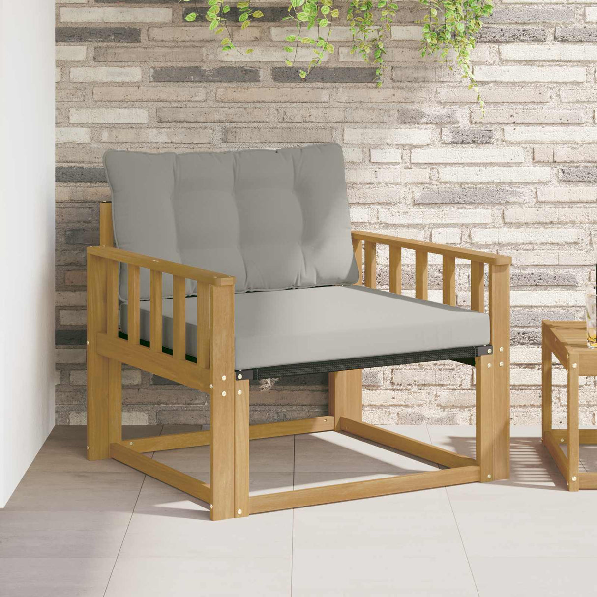 vidaXL Buiten bank set Massief Acaciahout en Textilene Naturel