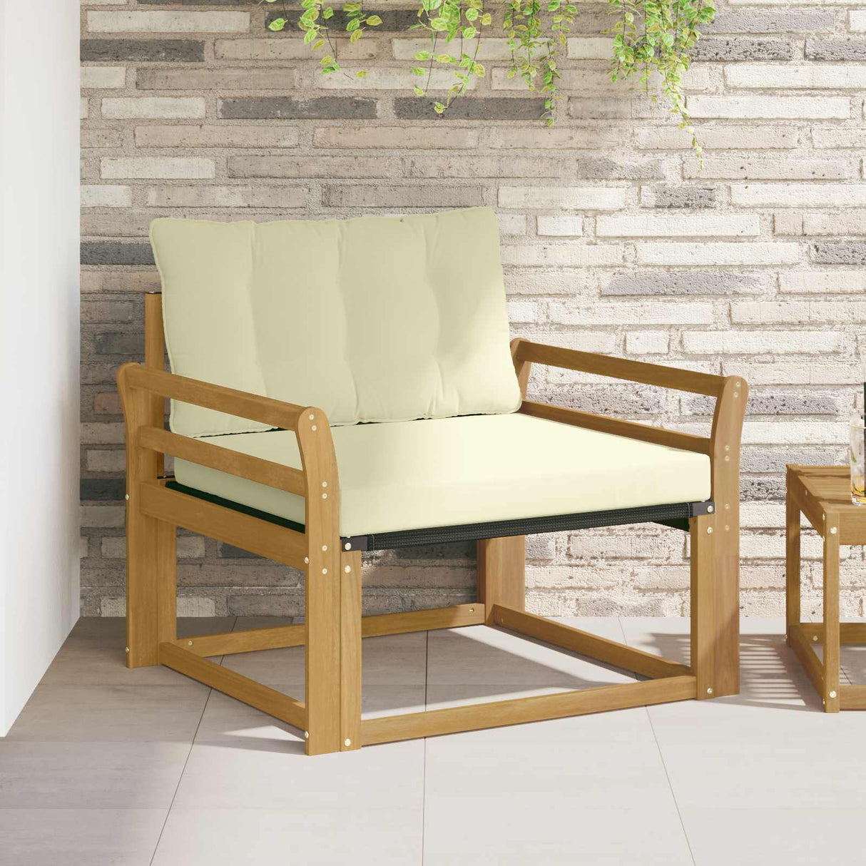 vidaXL Buiten bank set Massief Acaciahout en Textilene Naturel