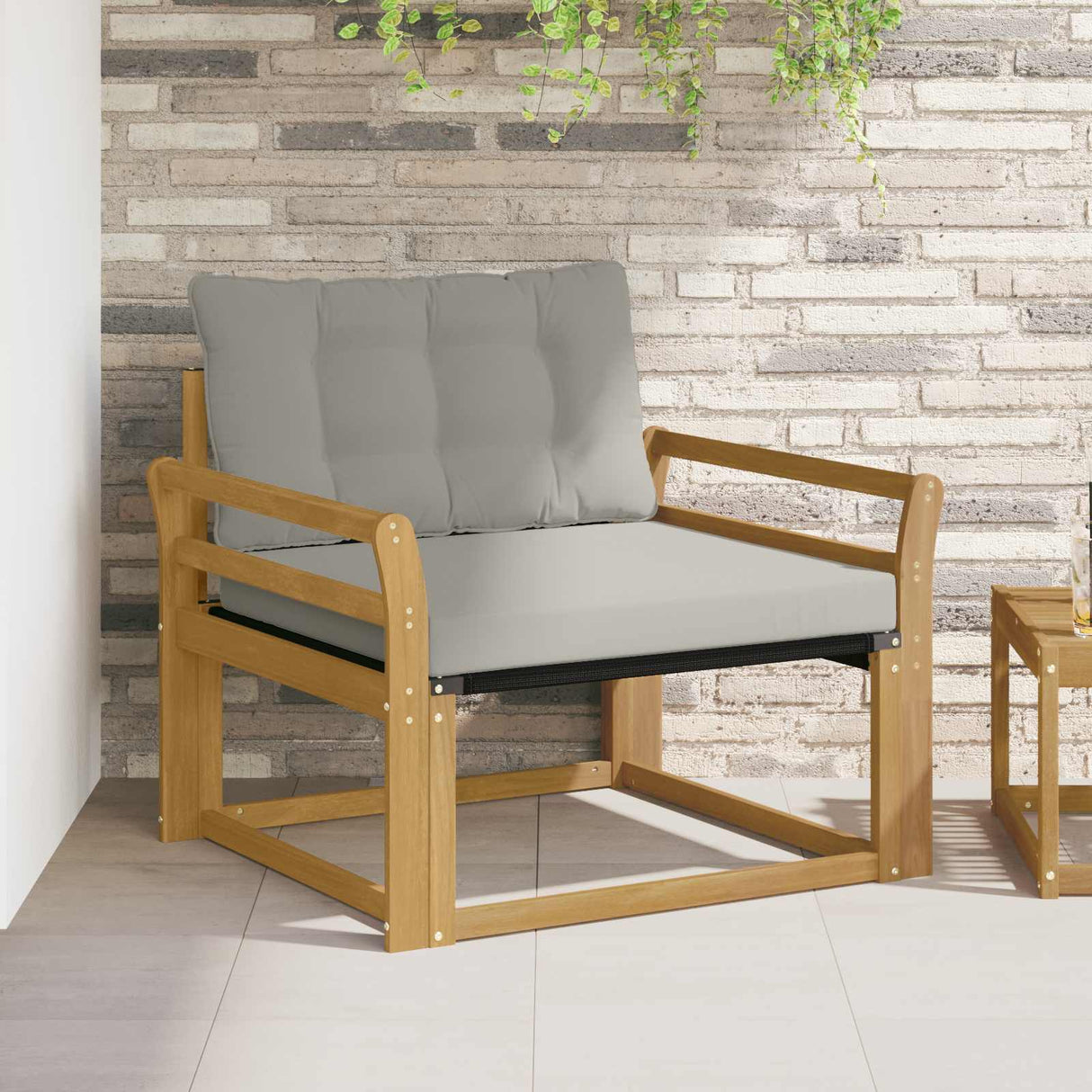 vidaXL Buiten bank set Massief Acaciahout en Textilene Naturel