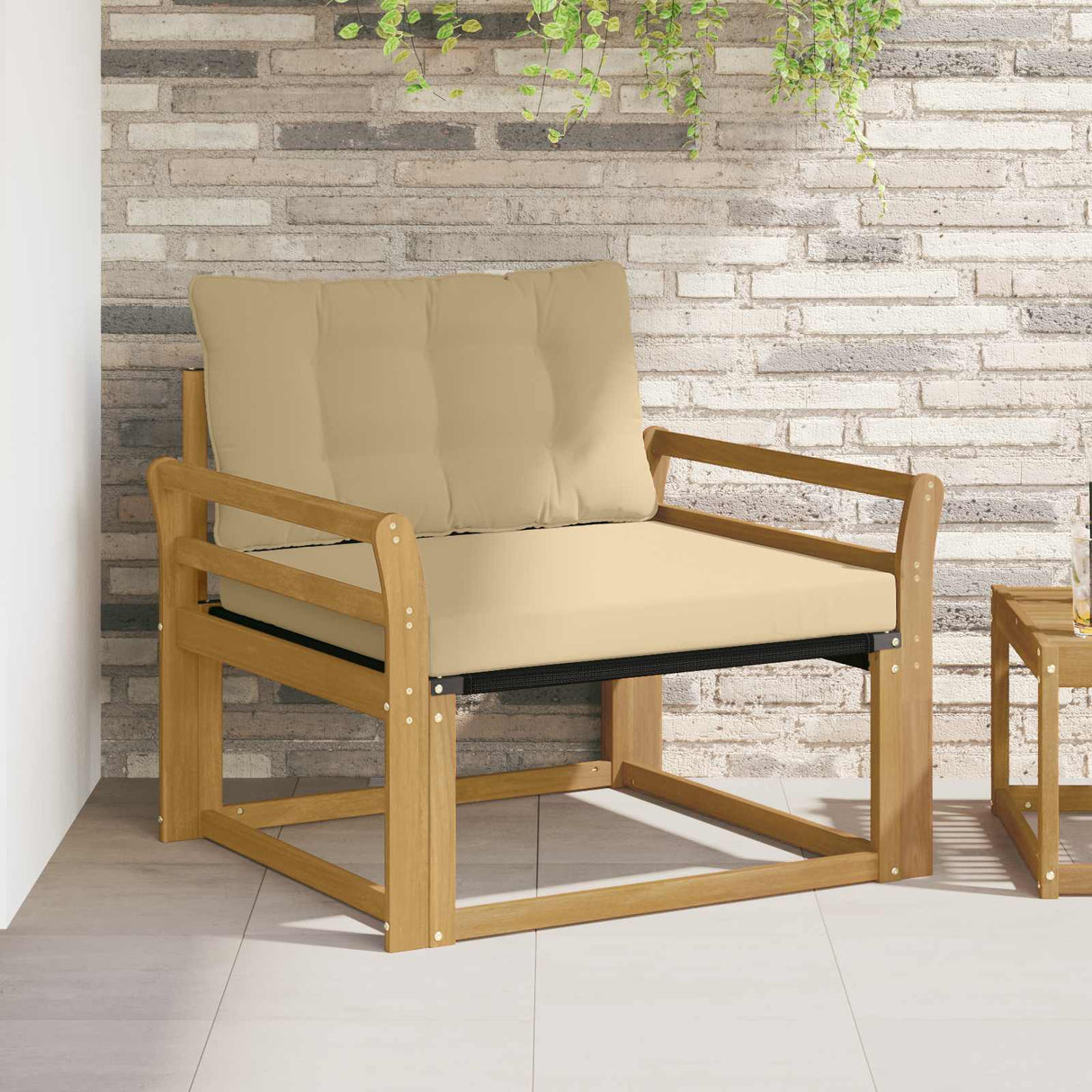 vidaXL Buiten bank set Massief Acaciahout en Textilene Naturel