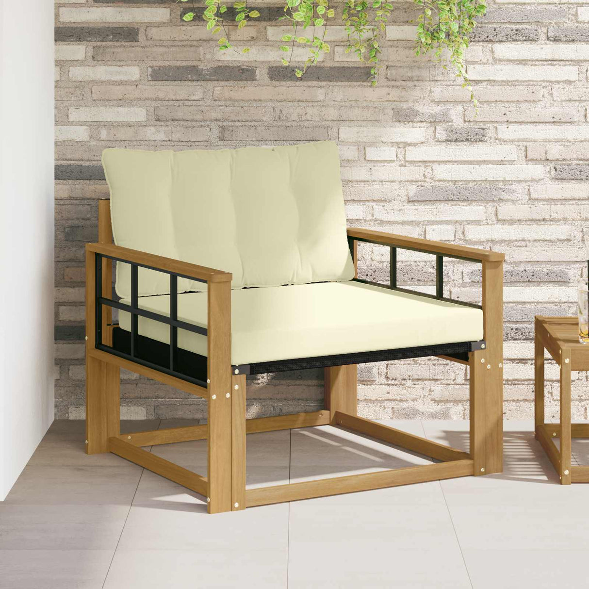 vidaXL Buiten bank set Massief Acaciahout en Textilene Naturel