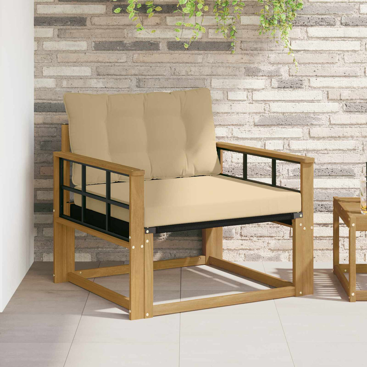 vidaXL Buiten bank set Massief Acaciahout en Textilene Naturel