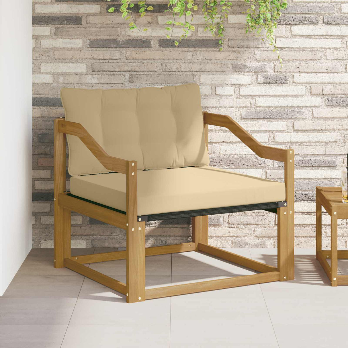 vidaXL Buiten bank set Massief Acaciahout en Textilene Naturel