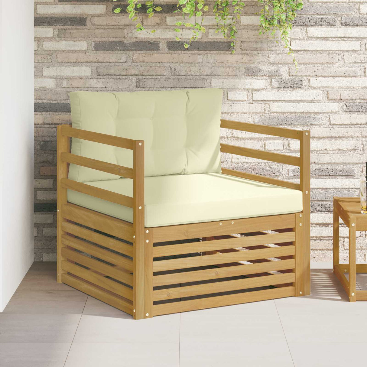 vidaXL Buiten bank set Massief Acacia Hout en Polyester Naturel