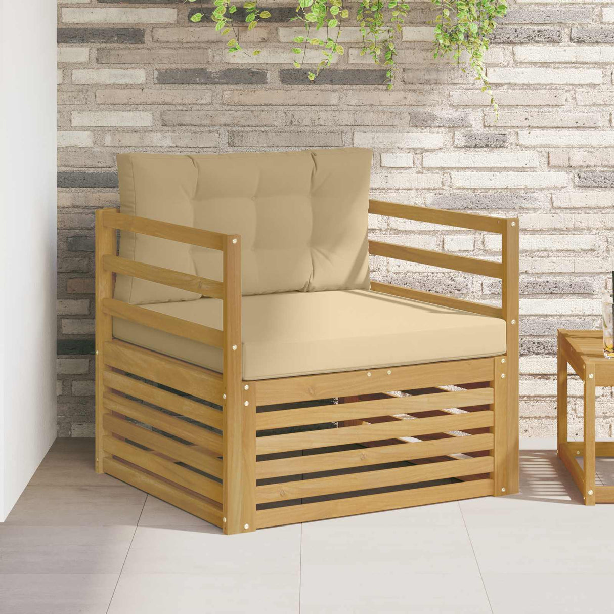 vidaXL Buiten bank set Massief Acacia Hout en Polyester Naturel