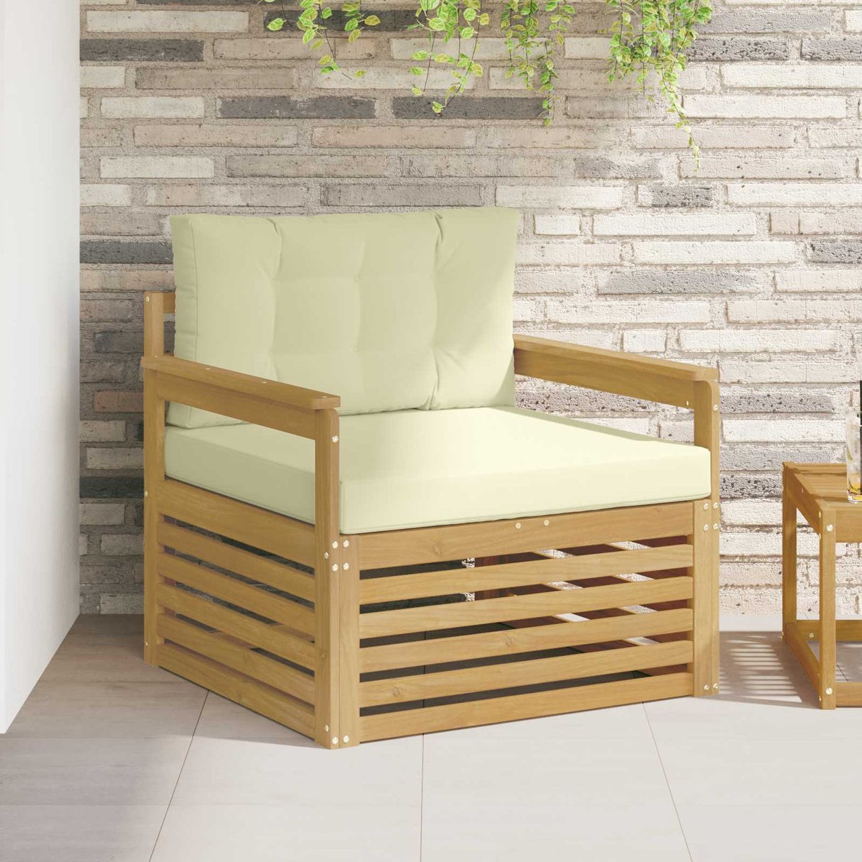 vidaXL Buiten bank set Massief Acacia Hout en Polyester Naturel