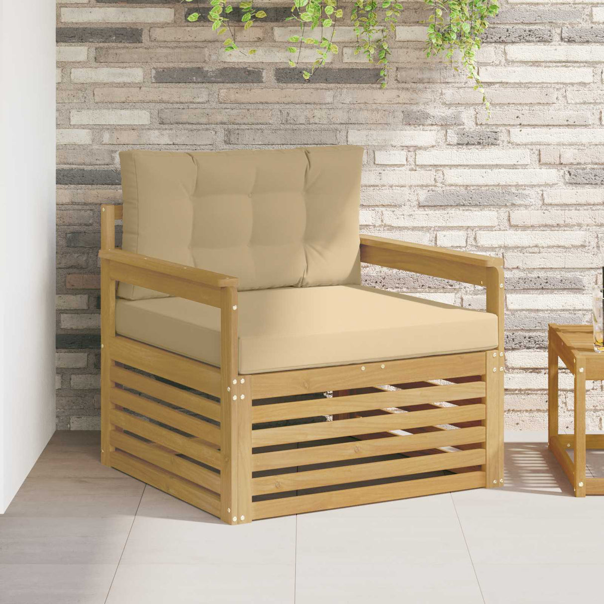 vidaXL Buiten bank set Massief Acacia Hout en Polyester Naturel
