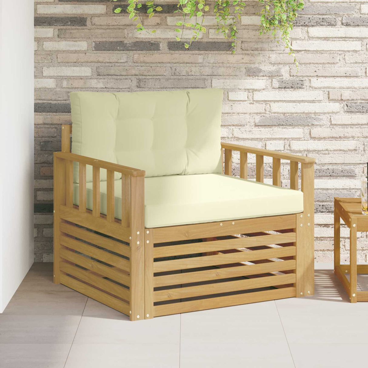 vidaXL Buiten bank set Massief Acacia Hout en Polyester Naturel