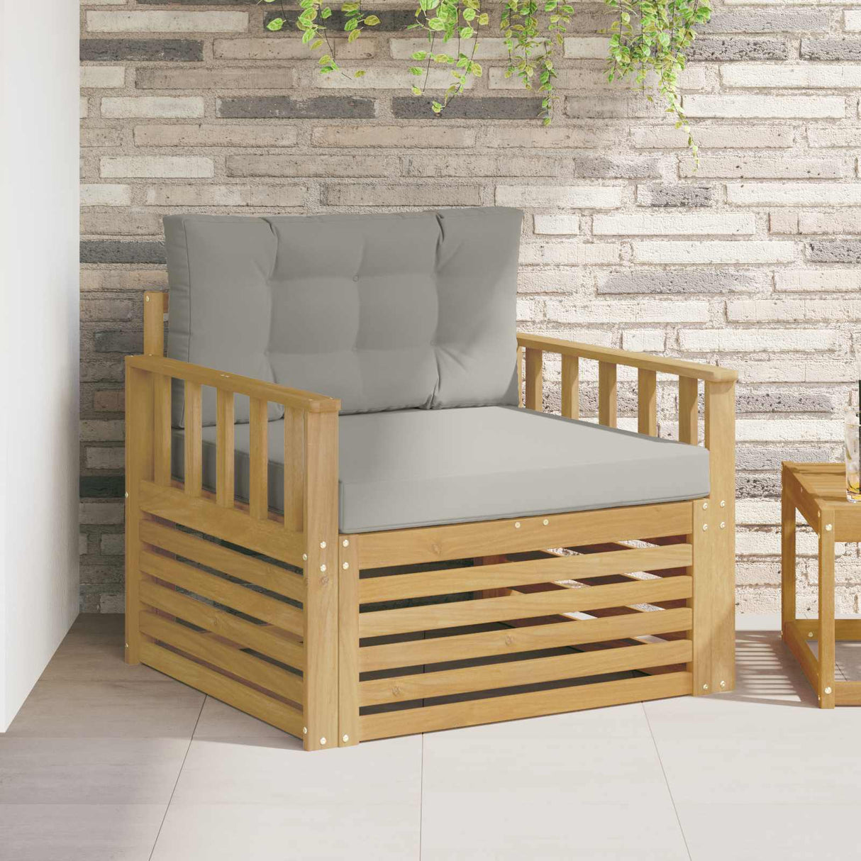 vidaXL Buiten bank set Massief Acacia Hout en Polyester Naturel