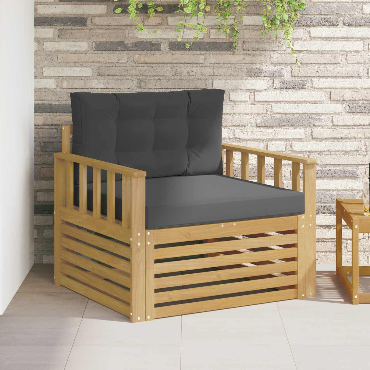 vidaXL Buiten bank set Massief Acacia Hout en Polyester Naturel