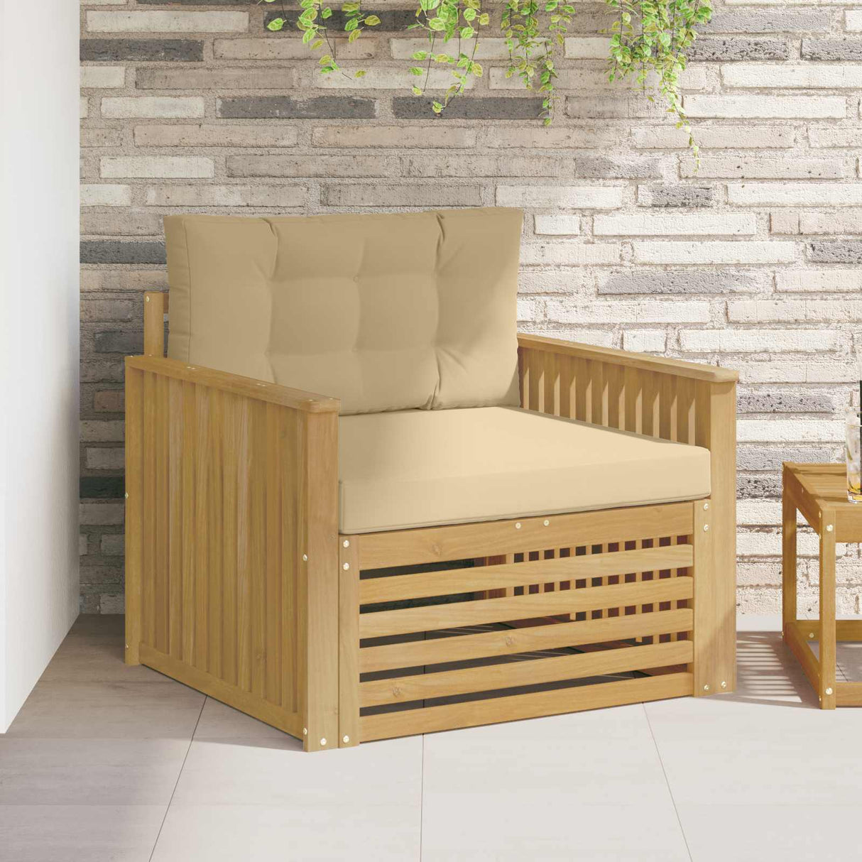 vidaXL Buiten bank set Massief Acacia Hout en Polyester Naturel