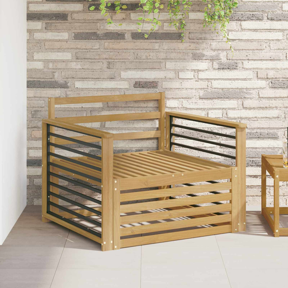 vidaXL Buiten bank set Massief Acacia Hout en Polyester Naturel