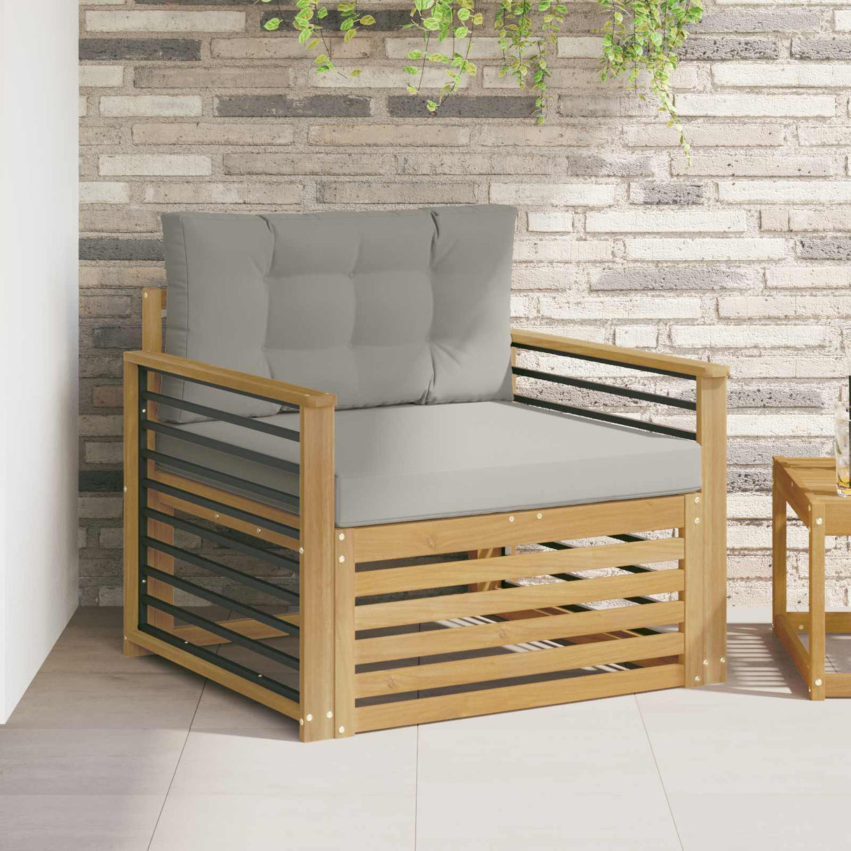 vidaXL Buiten bank set Massief Acacia Hout en Polyester Naturel