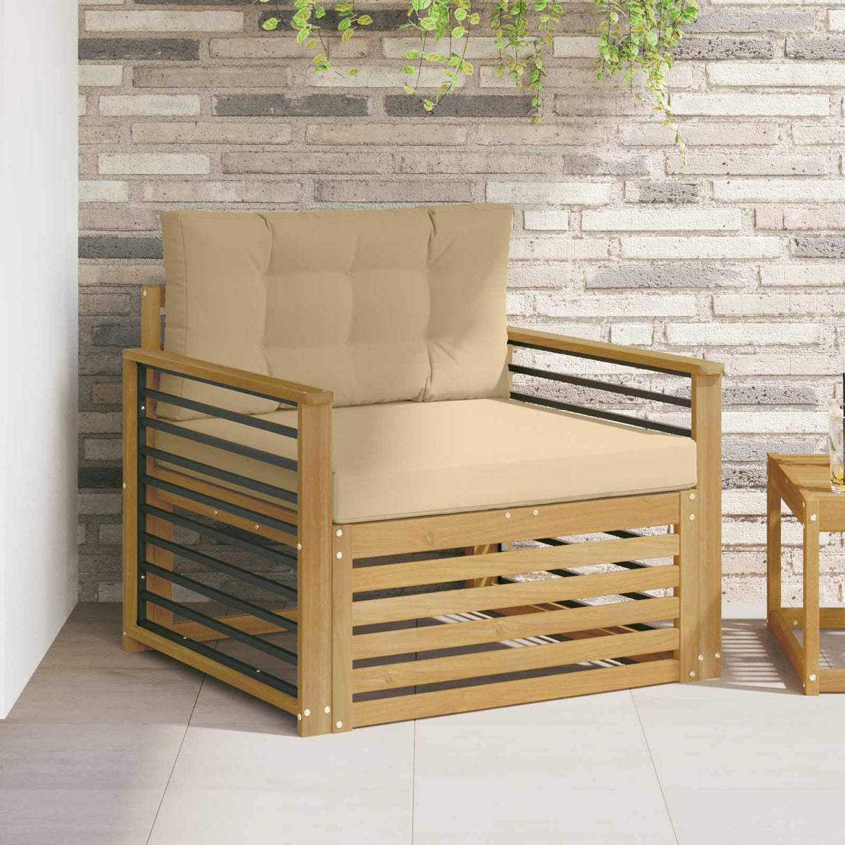 vidaXL Buiten bank set Massief Acacia Hout en Polyester Naturel