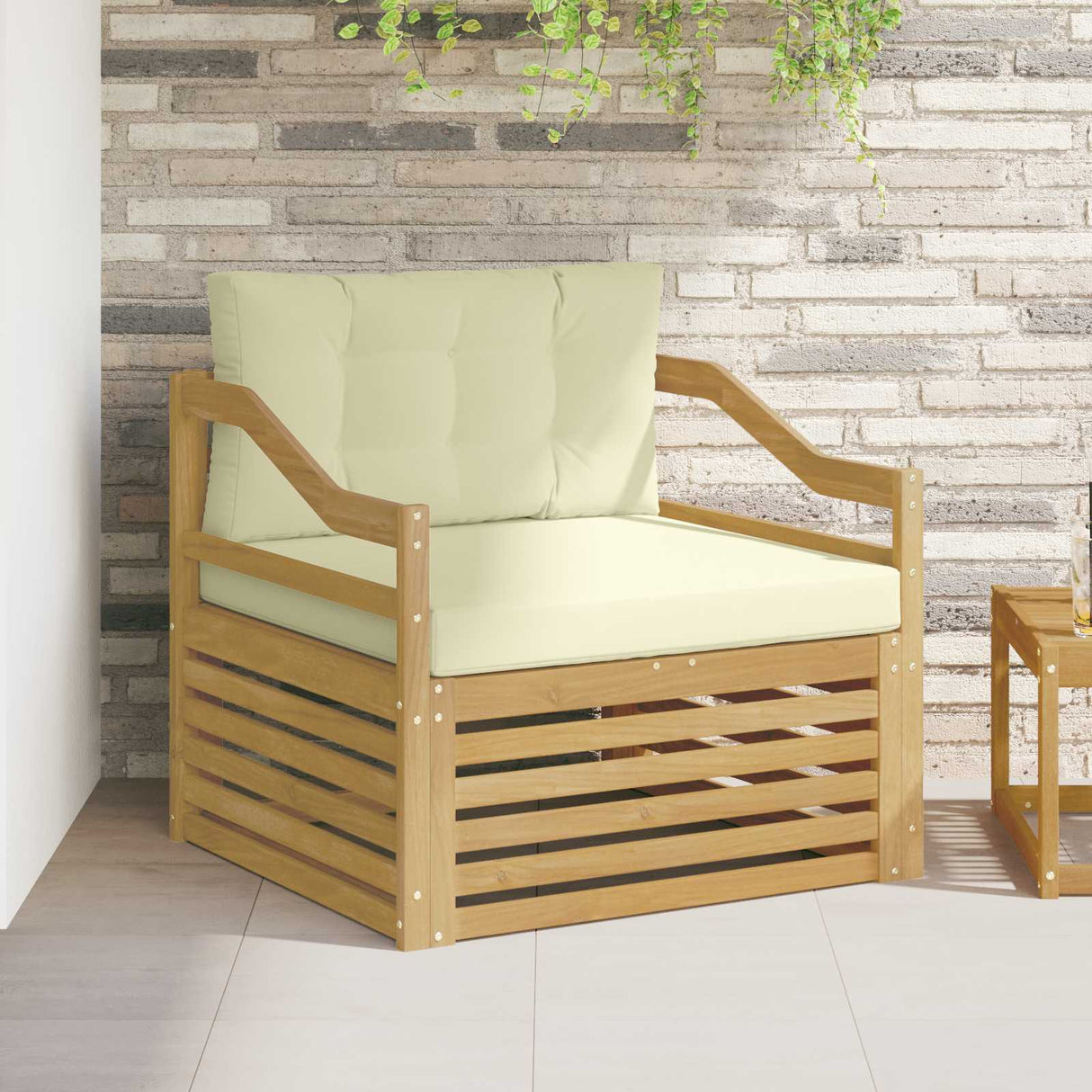 vidaXL Buiten bank set Massief Acacia Hout en Polyester Naturel