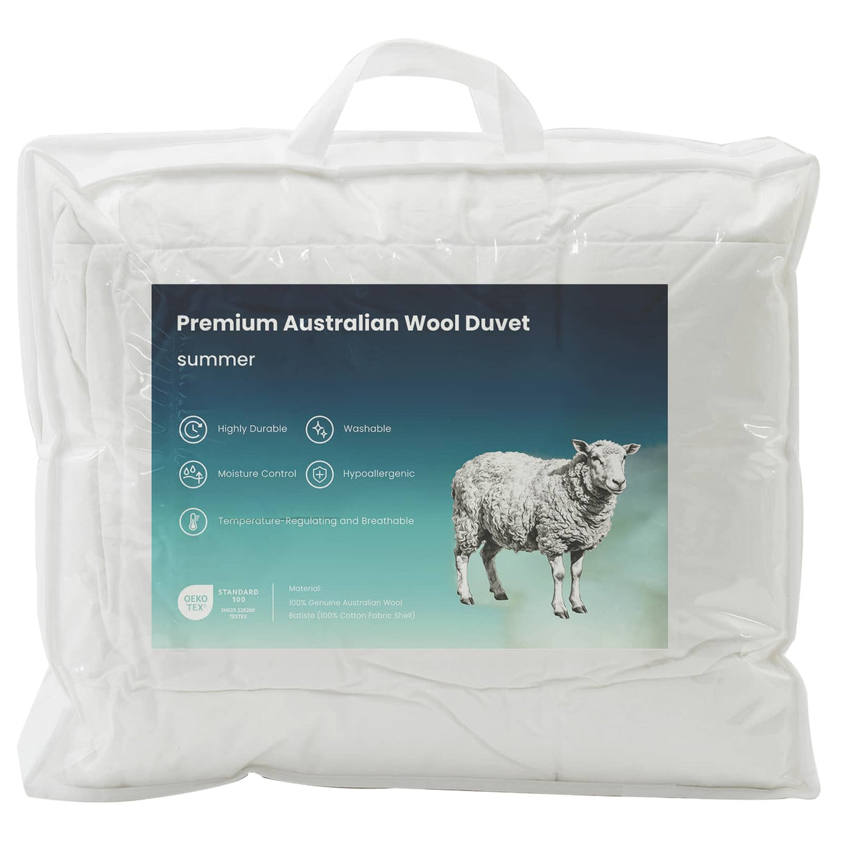 vidaXL Dekbed 137x200 cm Zomer 200 GSM Australische Wol Wit