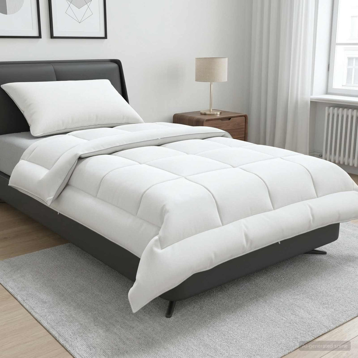 vidaXL Duvet and Pillow Set 2 pcs 135x200 cm Summer 200 GSM Wool White