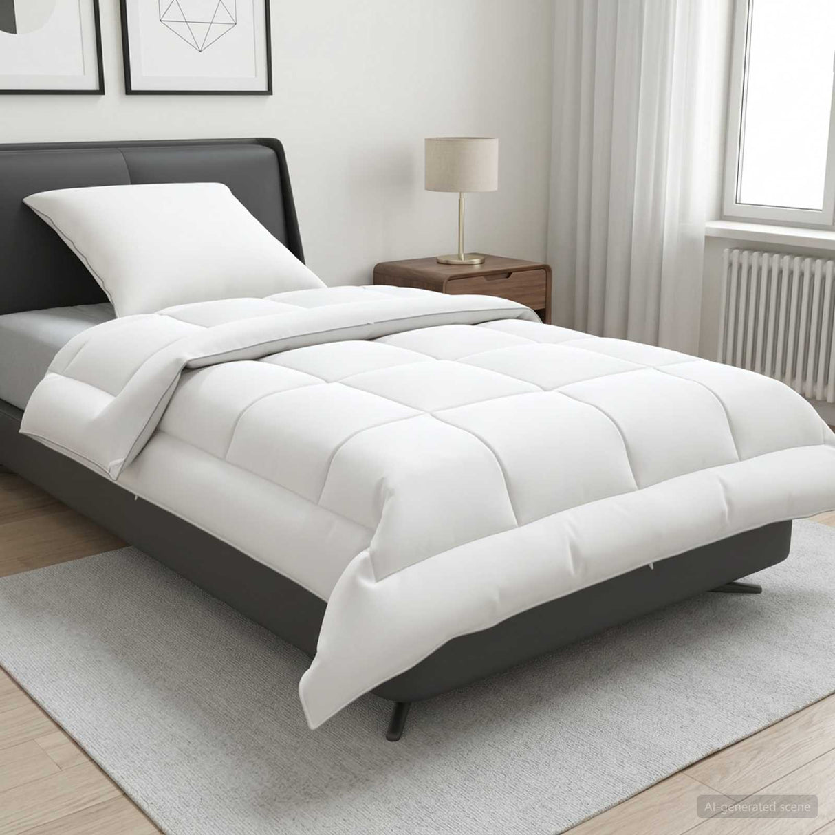 vidaXL Duvet and Pillow Set 2 pcs 135x200 cm Summer 200 GSM Wool White