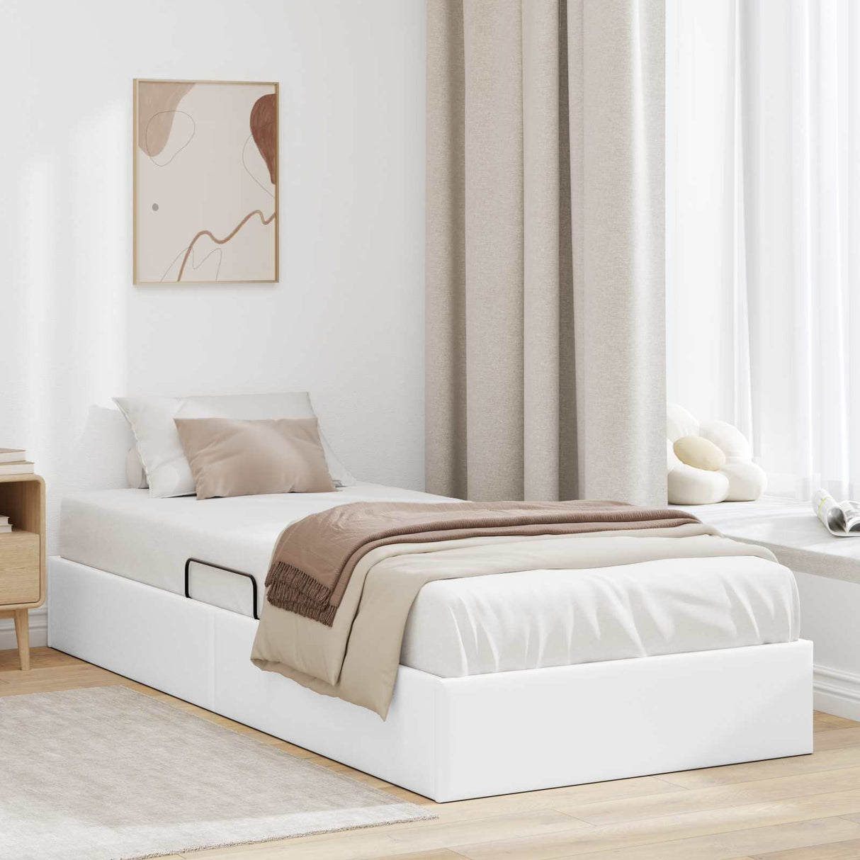 vidaXL Ottoman Bed Frame with Storage Black 90 x 190 cm Faux Leather