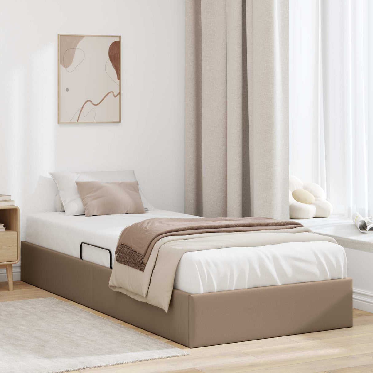 vidaXL Ottoman Bed Frame with Storage Black 90 x 190 cm Faux Leather