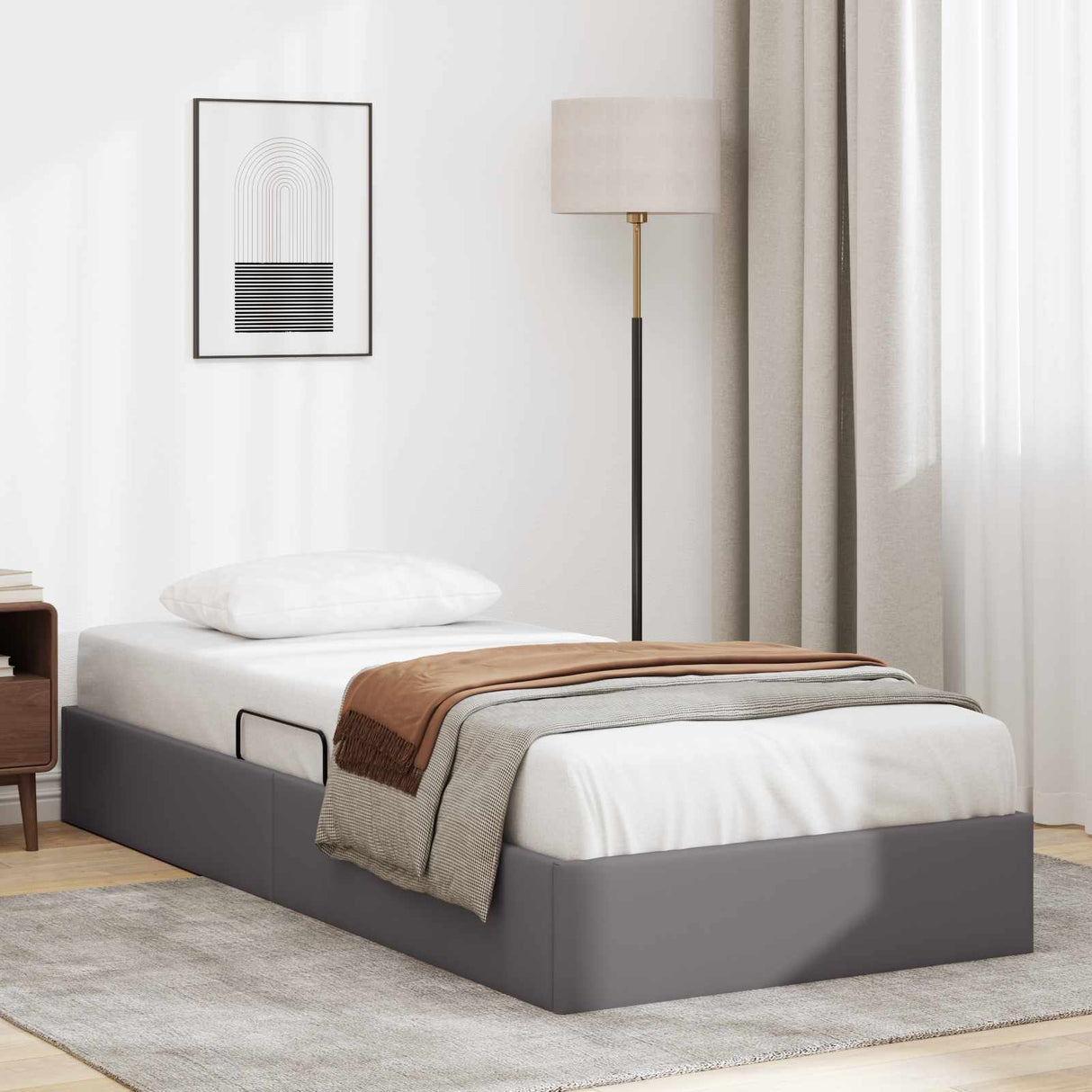 vidaXL Ottoman Bed Frame with Storage Black 90 x 190 cm Faux Leather