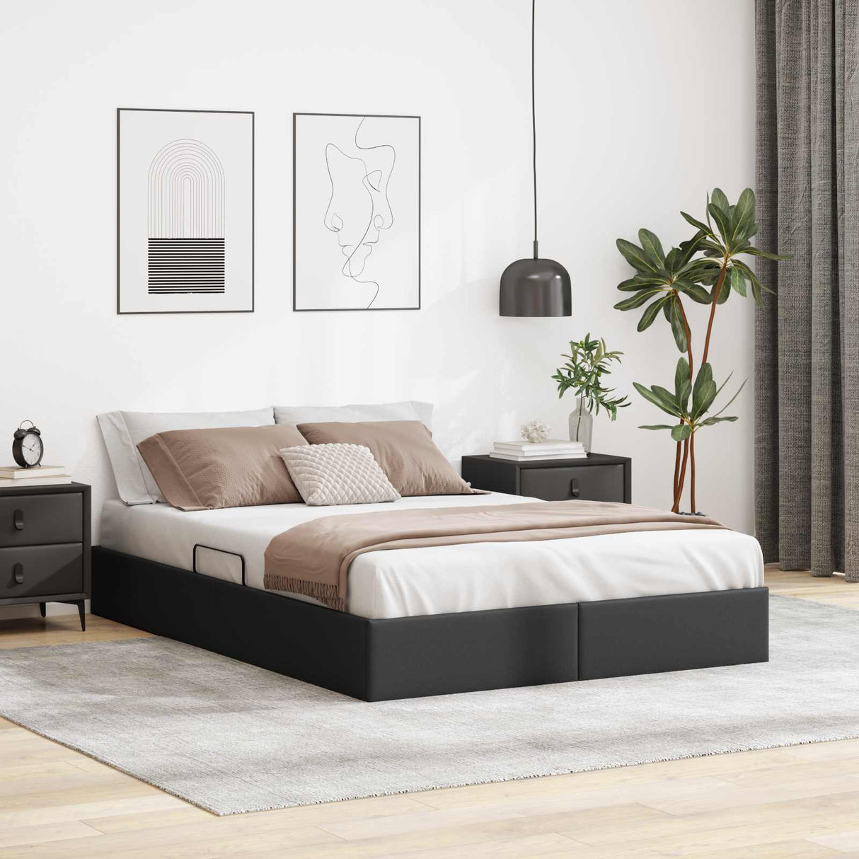 vidaXL Ottoman Bed Frame with Storage Black 90 x 190 cm Faux Leather
