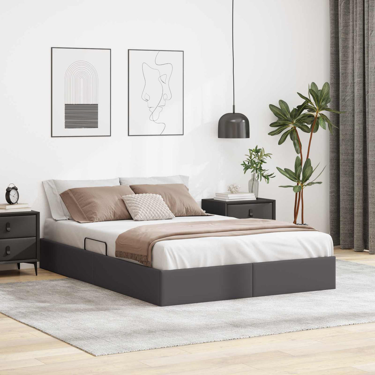 vidaXL Ottoman Bed Frame with Storage Black 90 x 190 cm Faux Leather