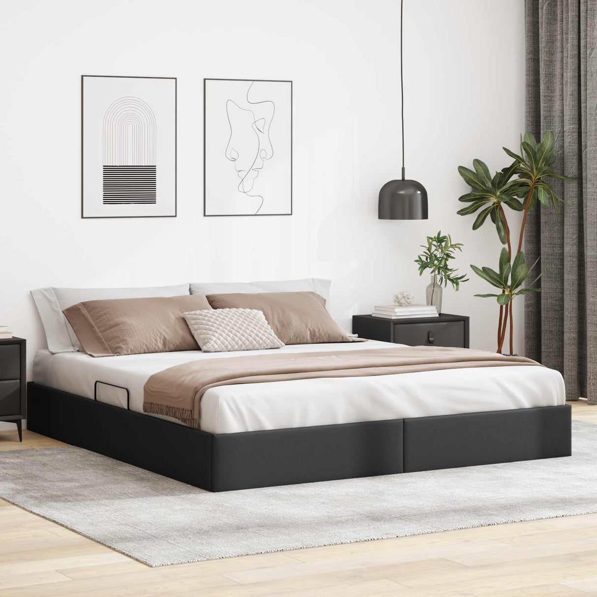 vidaXL Ottoman Bed Frame with Storage Black 90 x 190 cm Faux Leather