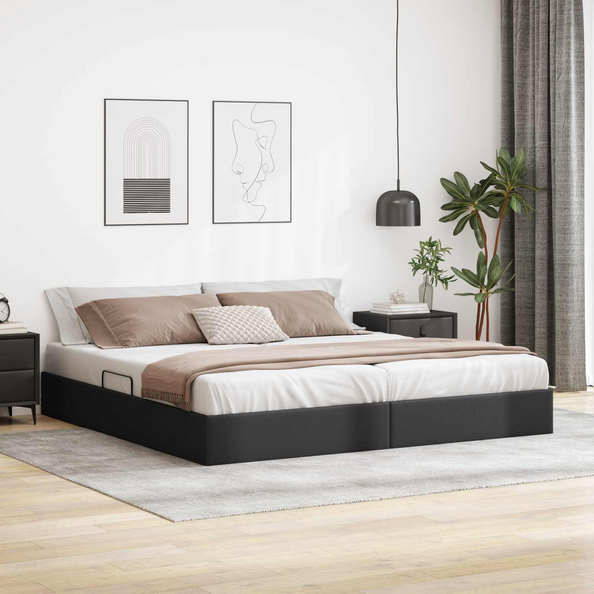 vidaXL Ottoman Bed Frame with Storage Black 90 x 190 cm Faux Leather