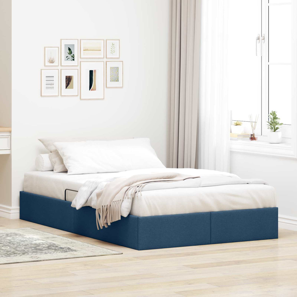 vidaXL Ottoman Bedframe met opslag Lichtgrijs 90 x 190 cm Stof