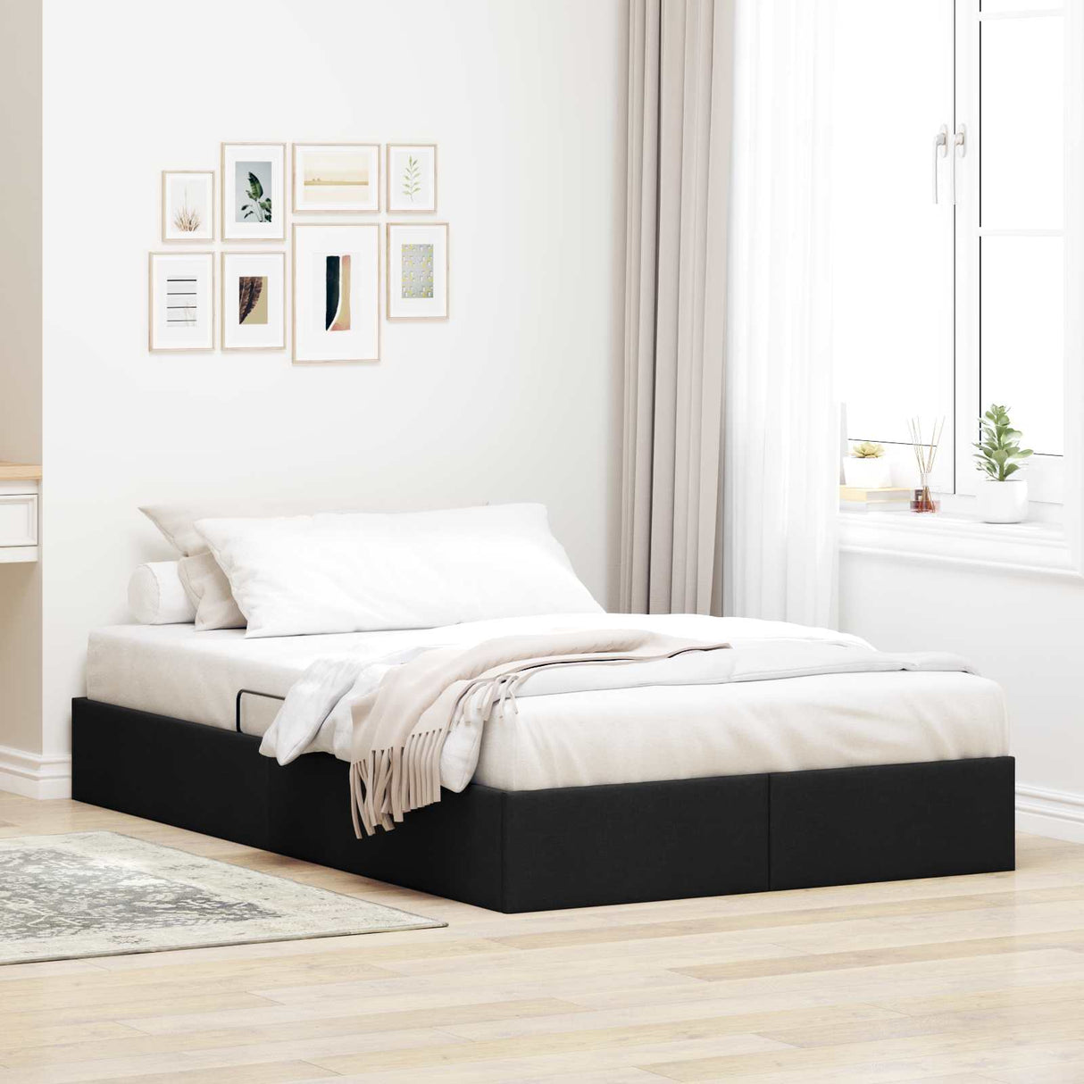 vidaXL Ottoman Bedframe met opslag Lichtgrijs 90 x 190 cm Stof