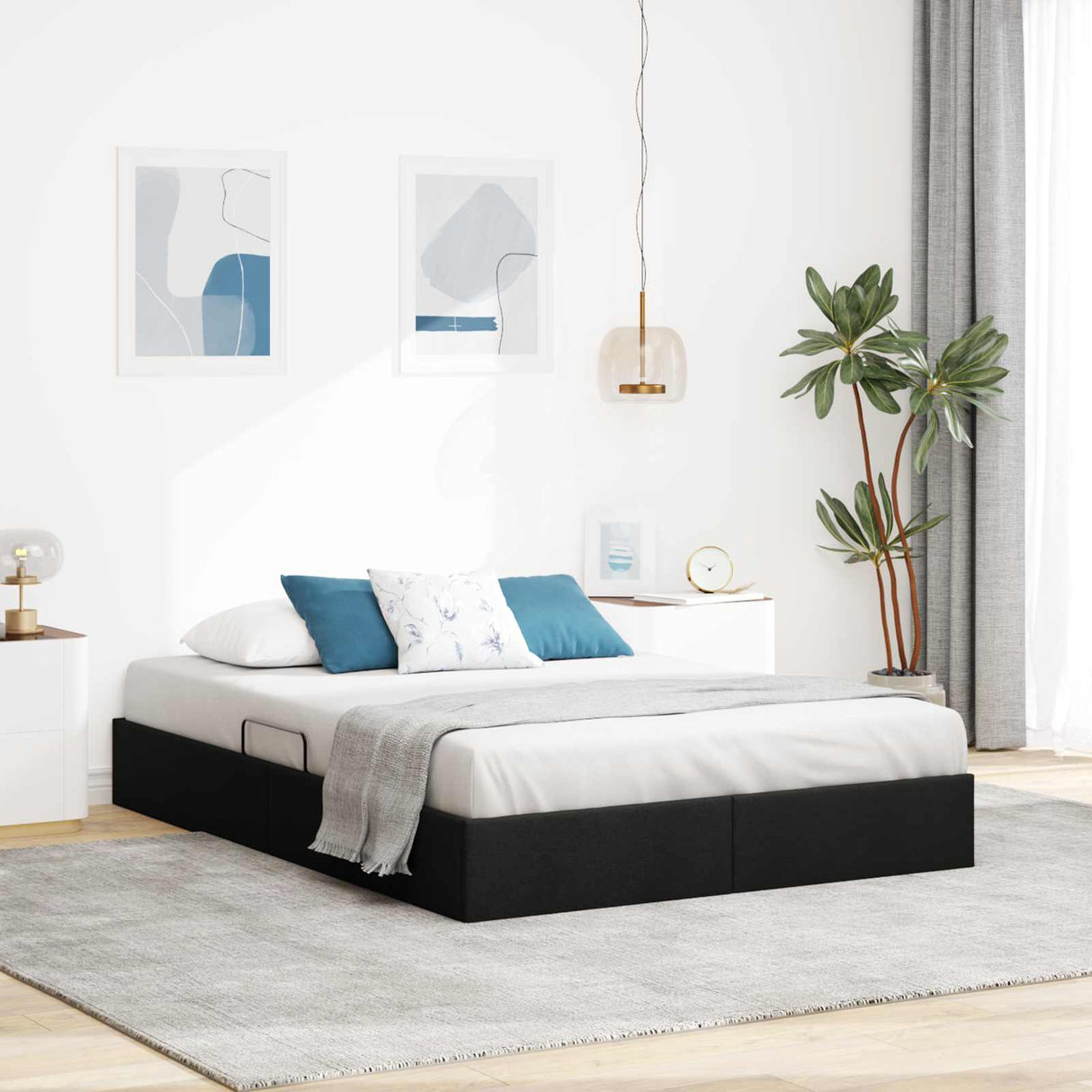 vidaXL Ottoman Bedframe met opslag Lichtgrijs 90 x 190 cm Stof
