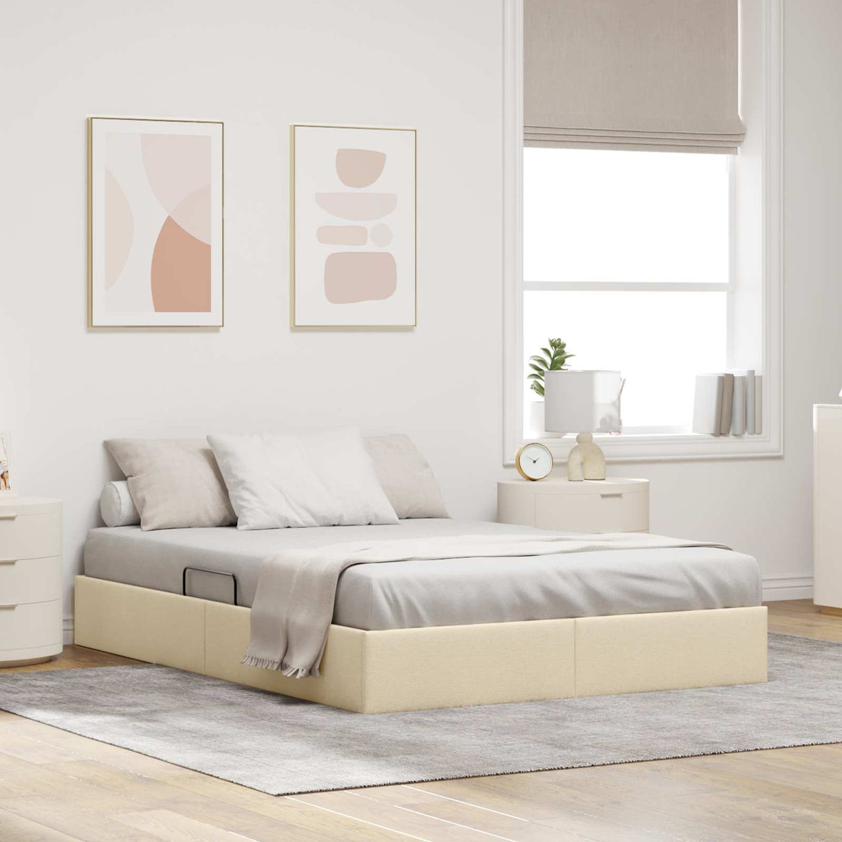 vidaXL Ottoman Bedframe met opslag Lichtgrijs 90 x 190 cm Stof